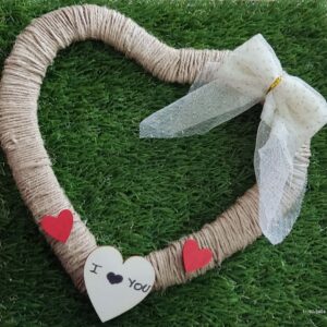 Χειροποίητη Καρδιά "Message of Love" με Φυσικό Σπάγκο & Τούλι
