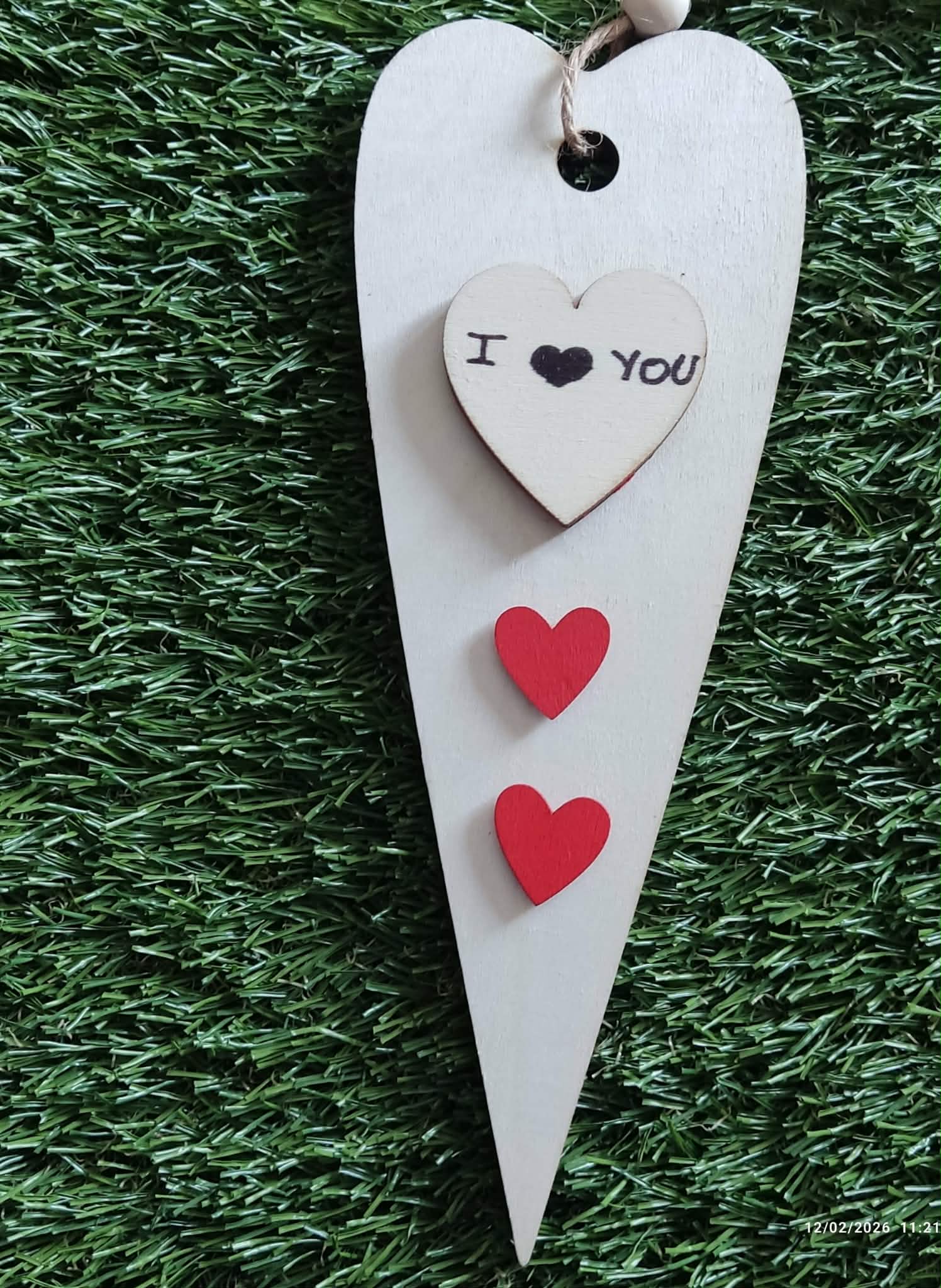 Χειροποίητη Ξύλινη Καρδιά "I Love You" – Επιμήκης Minimal Σχεδιασμός