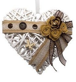 Χειροποίητη Λευκή Καρδιά Wicker "Vintage Rose" – Διακόσμηση με Άποψη