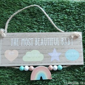 Προσωποποιημένο Ξύλινο Ταμπλό "The Most Beautiful Baby" με Ουράνιο Τόξο